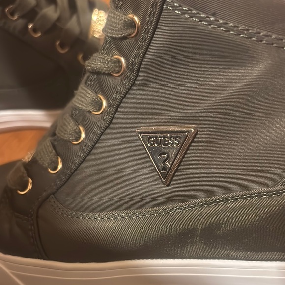 GUESS Women's Dark Green High-Top Sneakers - Picture 2 of 3